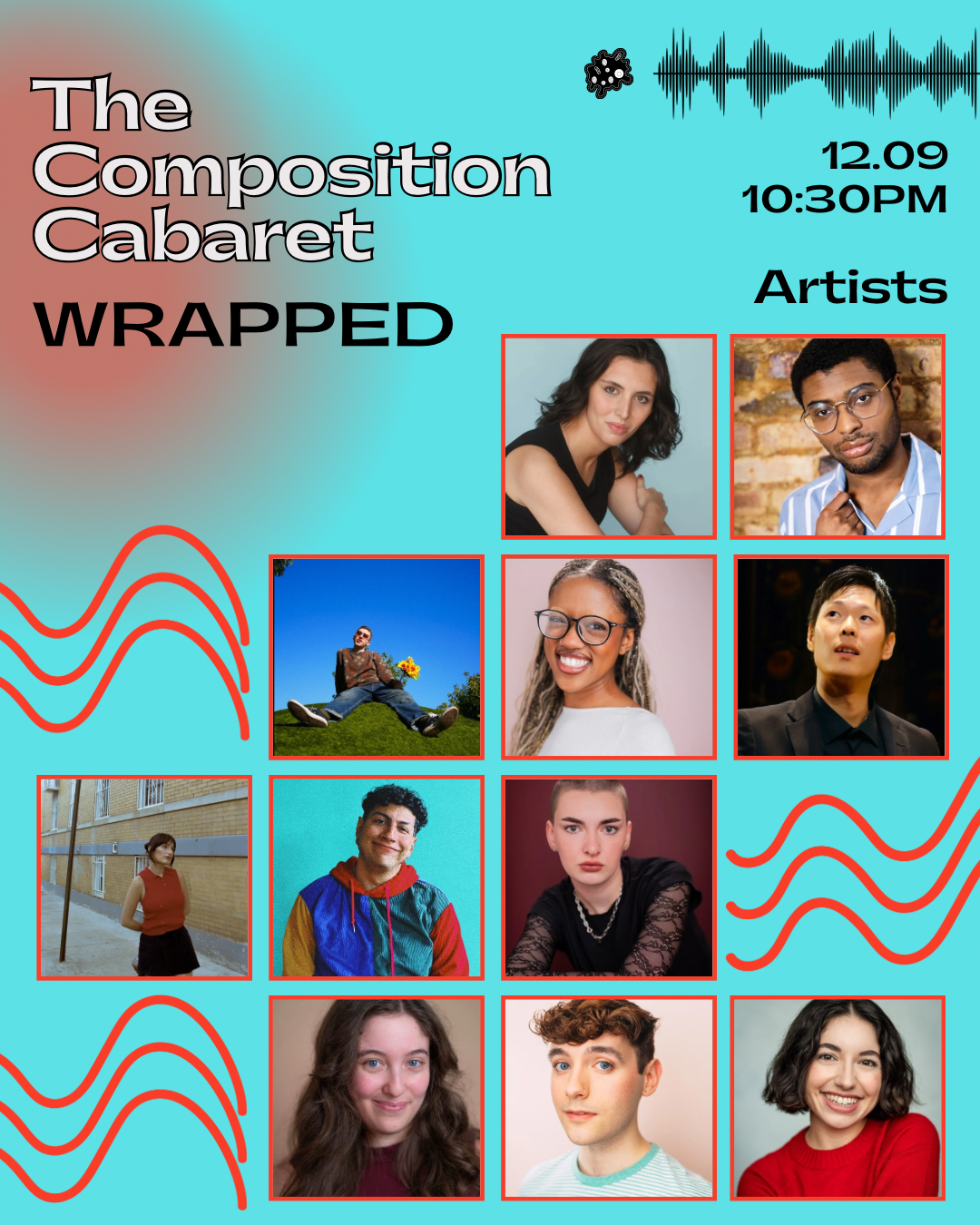 full cast graphic composition cabaret blue and red